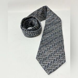GIANCARLO ITALY Men’s Gray Blue Geometric Swirl Print Textured Neck Tie 60”